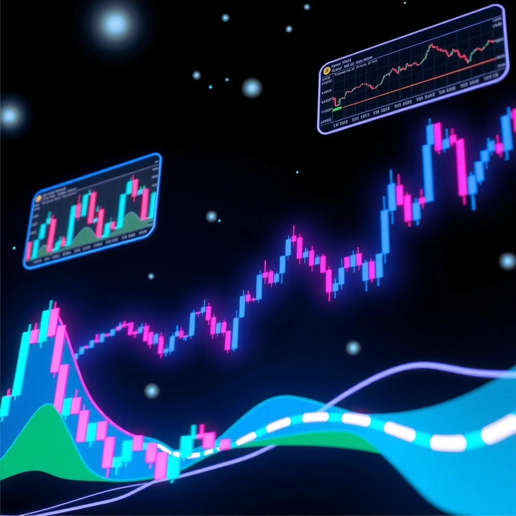 Interfaz del simulador de trading con gráficos cósmicos